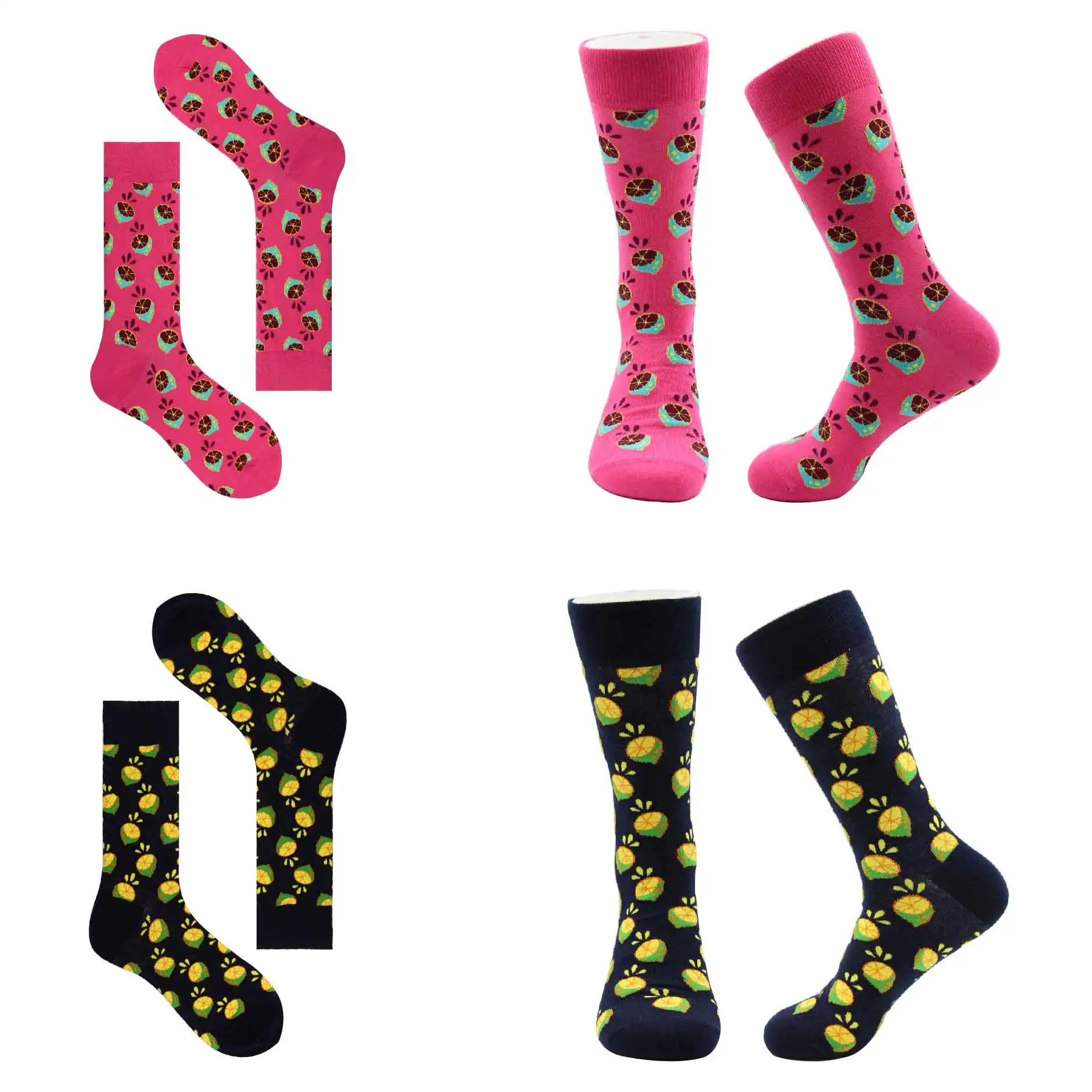 WH SOKKEN Happy new colorful Couple's combed cotton stocks в стиле хип хоп с рисунком ананаса фиолетового