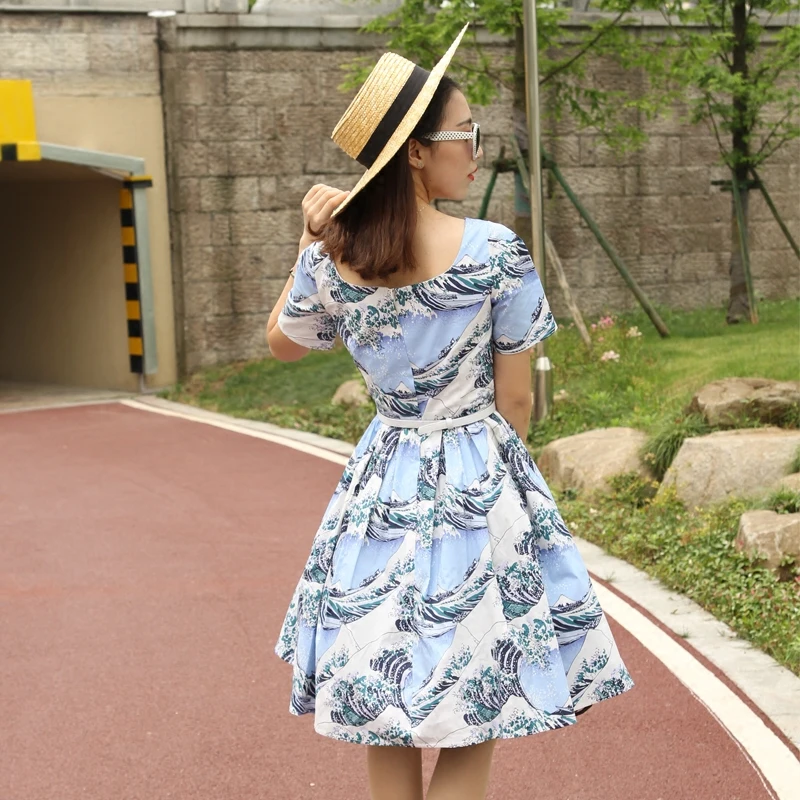 Платье женское винтажное с коротким рукавом 50s|dress stretch|dress for success mendress cobalt |