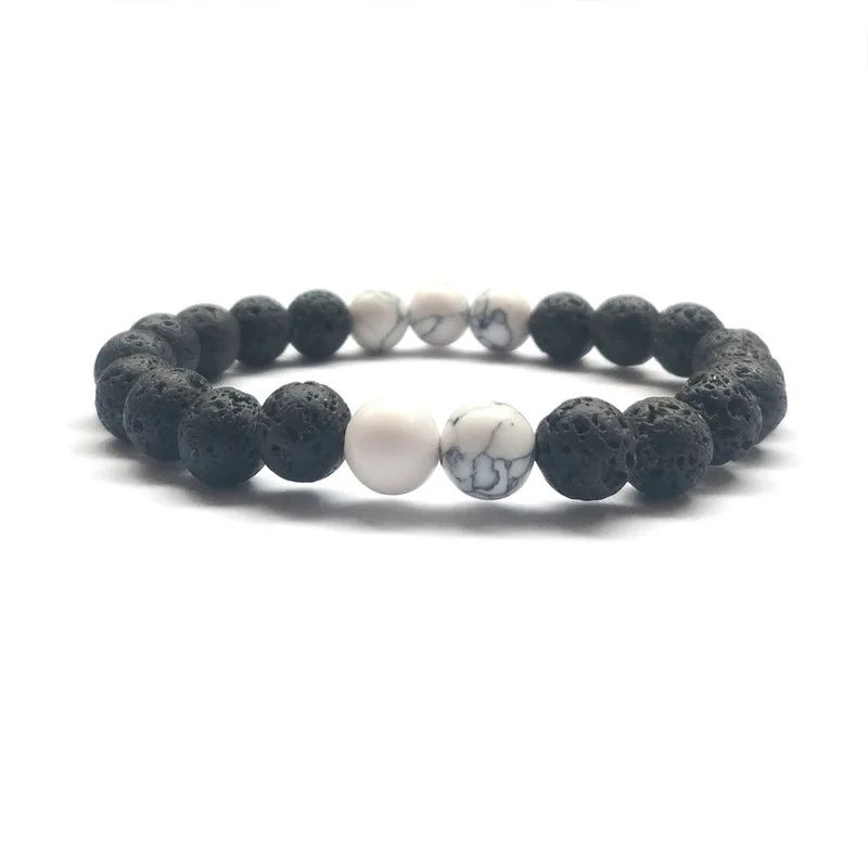 Браслет с бусинами Howlite и черного камня ювелирное изделие сделай сам из