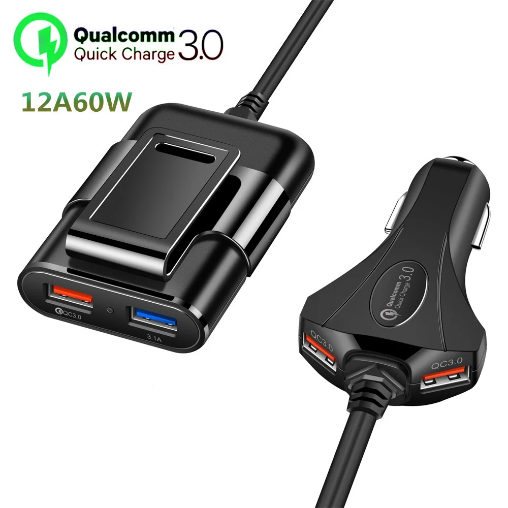 4 порта USB Автомобильное зарядное устройство молоток безопасности быстрое 3 0