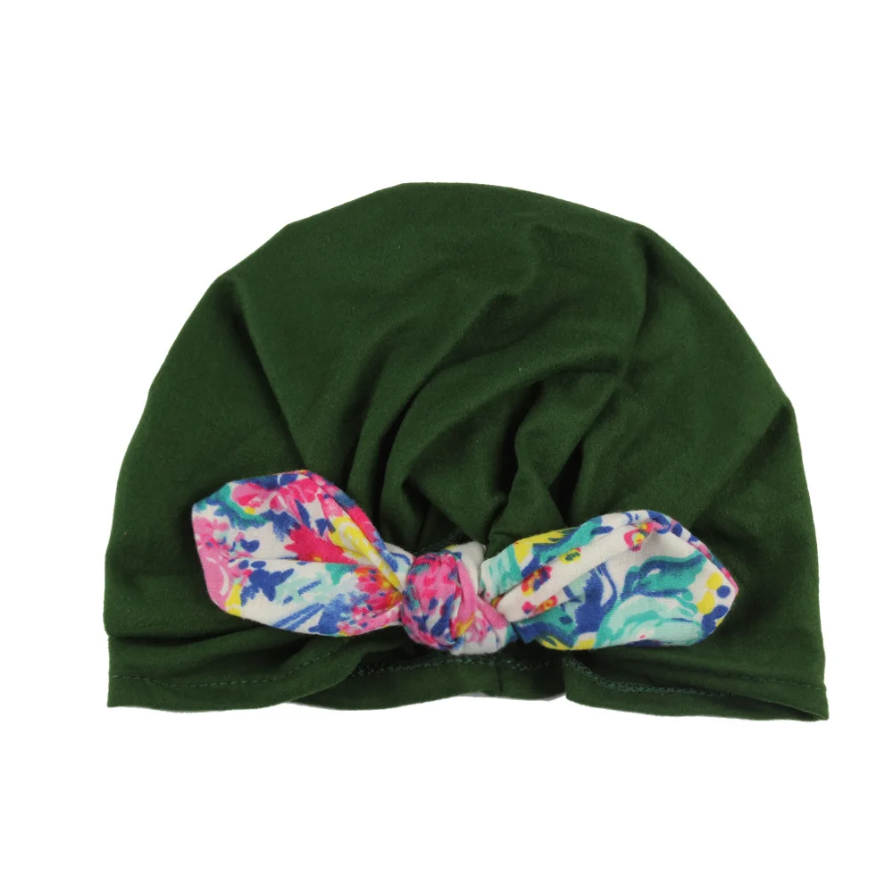 E205636 Sweet Dot Baby Girl Hat with Bow Candy Color Baby Turban Cap for Girls Elastic Infant Accessories 1 PC - Цвет: E205636