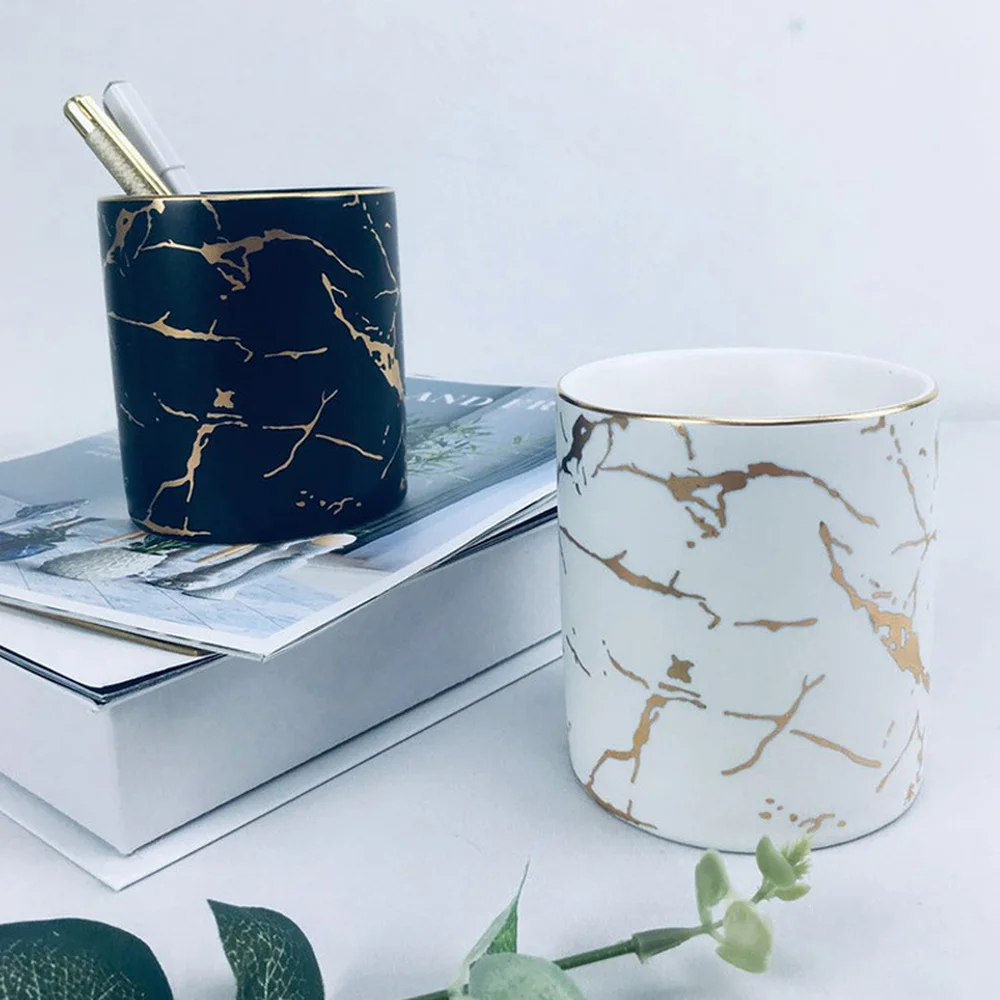 Мраморные керамические бутылки для хранения кистей макияжа скандинавские банки