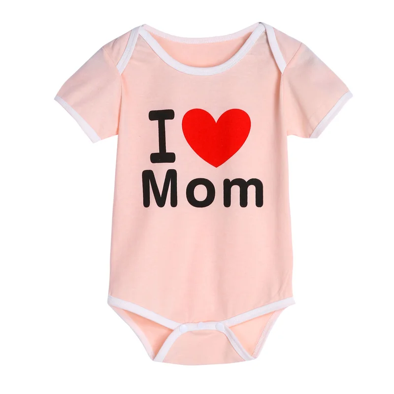 mom Комбинезоны для новорожденных от 0 до 18 месяцев Комбинезоны для маленьких девочек с короткими рукавами и принтом папы Детский комбинезон одежда из хлопка для мальчиков Комплекты для младенцев - Цвет: mom