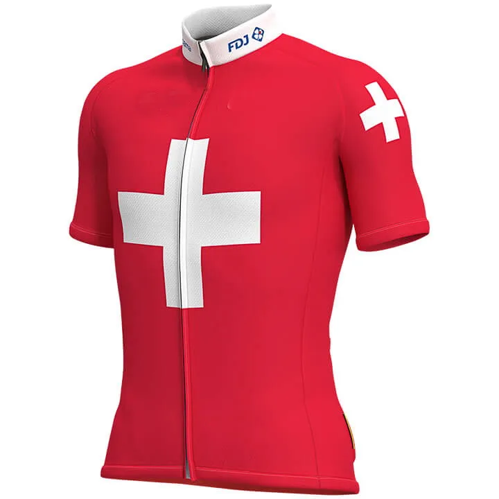2019 команда FDJ GROUPAMA Швейцарский чемпион с коротким рукавом велосипедная Джерси
