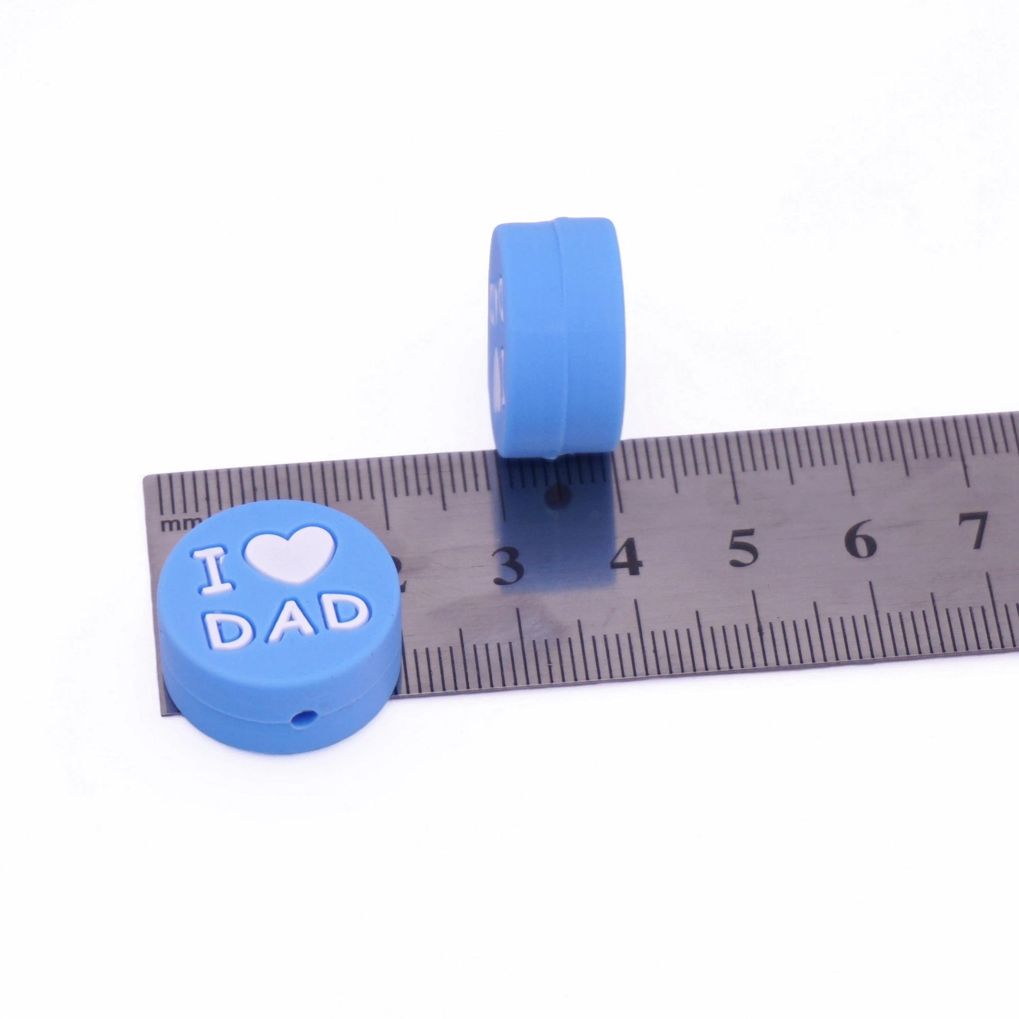5 шт. силиконовые бусины I Love DAD плоские круглые Прорезыватели для зубов детский Прорезыватель застежка ожерелье Изготовление ювелирных изделий пищевой