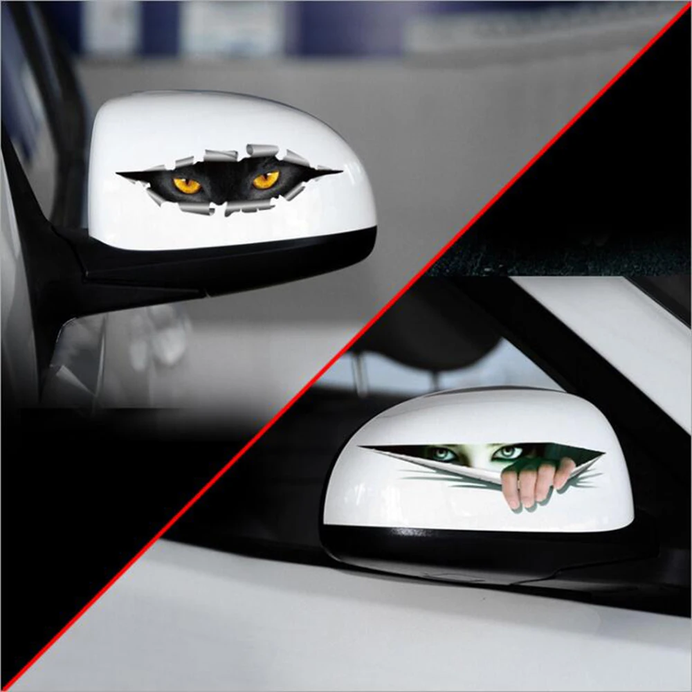 

Aliauto Car-styling Cat Eye Ghosts Peeping 3D Car Rearview Mirror Sticker Decal Accessories for Volkswagen Opel Renault Peugeot