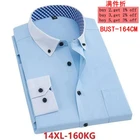 6XL 7XL 8XL 9XL Мужская рубашка с длинным рукавом с отворотом, синяя 10XL 11XL 12XL 13XL 14XL деловая Повседневная офисная Профессиональная 8 цветов