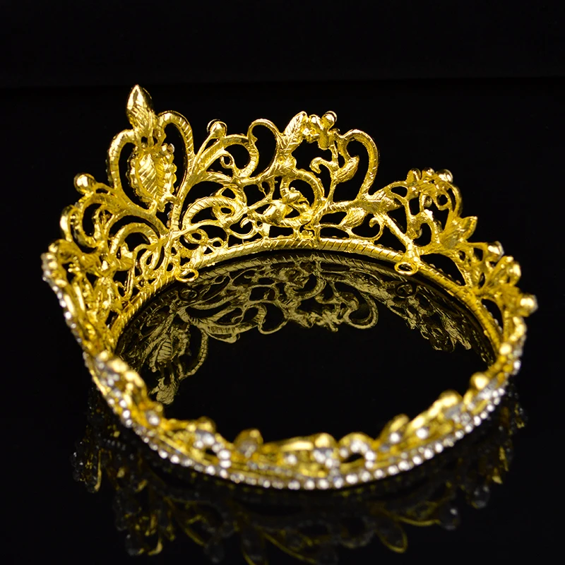 Новинка серебряное золото барокко круглый кристалл стразы свадебная корона
