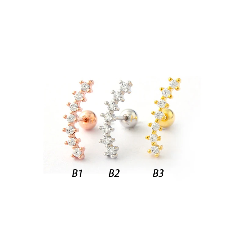 1 пара изогнутых кубических циркониевых стержней из нержавеющей стали пирсинг