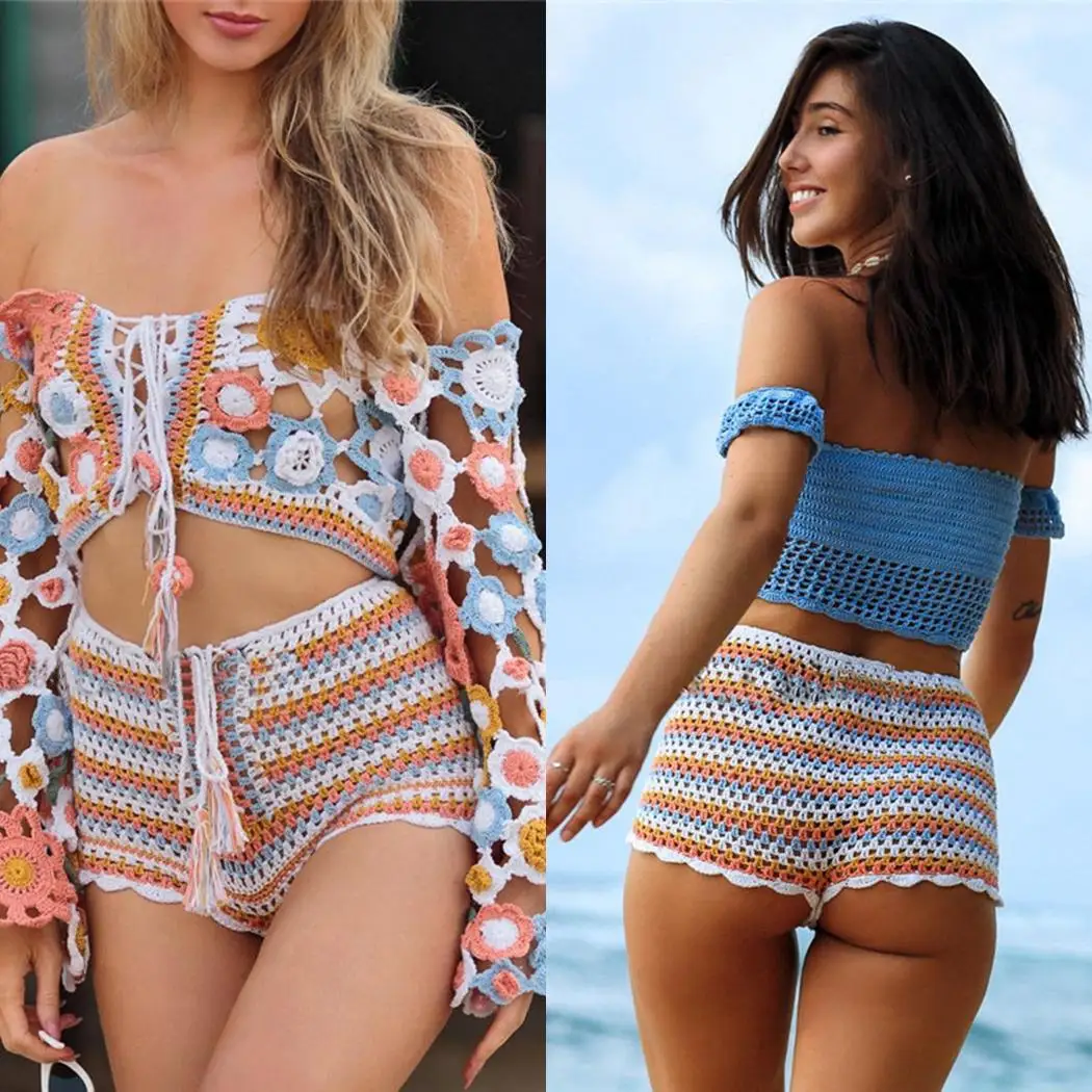 Новые модные женские туфли трикотажные открытое кружевное натуральный вязаный