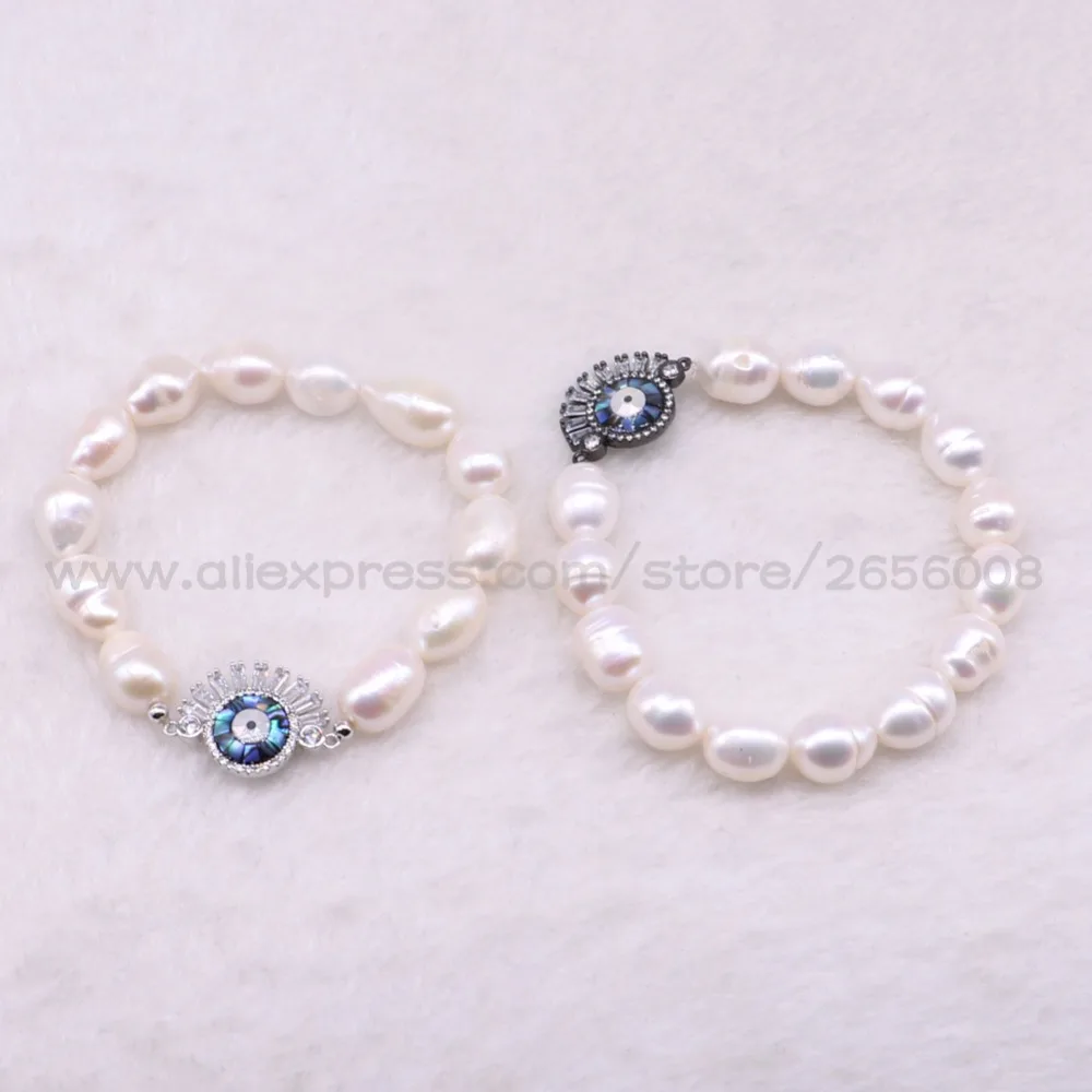 4 шт. браслет из натуральной нить жемчуга с микро глазами Подвески ручной работы
