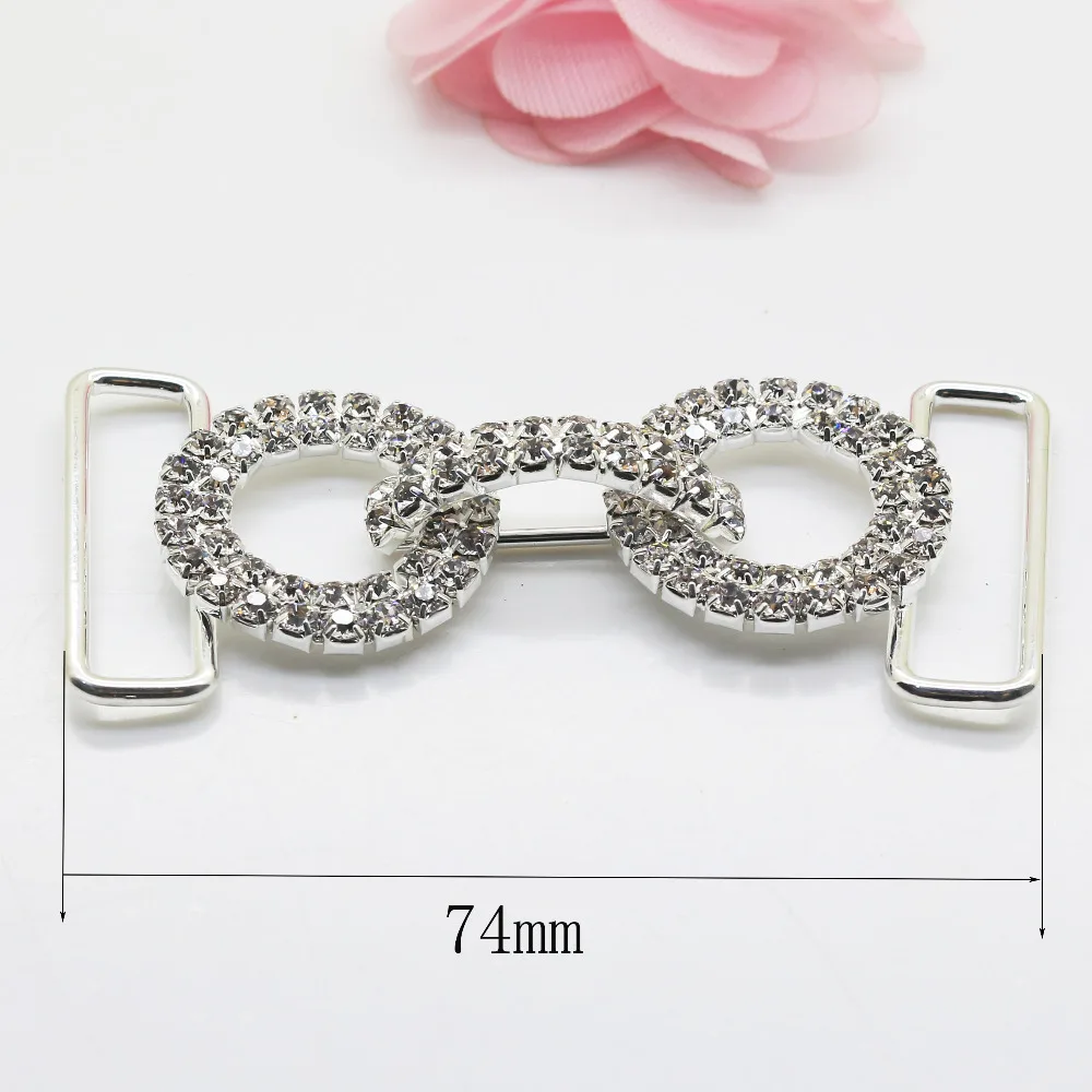 Free Shipping 2pcs / lot 74mm Rhinestones Rhinestone buckles bikini connector.