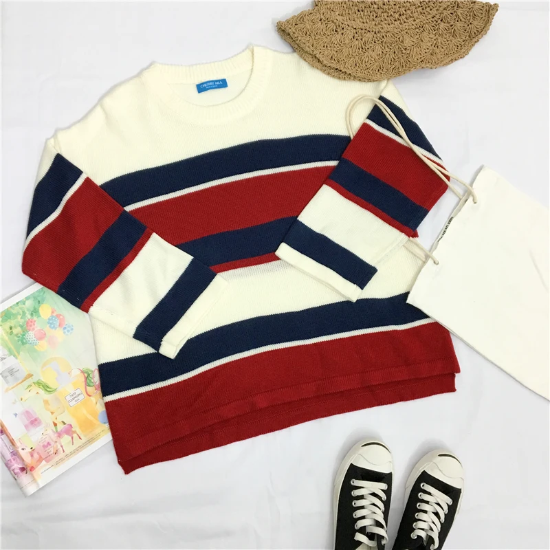 Свитер женский в полоску разноцветный | Женская одежда