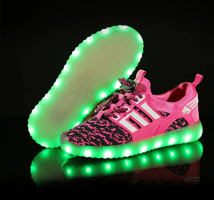 7ipupas Blue Canvas Kids Led Shoe With Usb Charging Glowing Sneakers 11 Color Soles Led Luminous Sneakers Light Up Children Shoe
