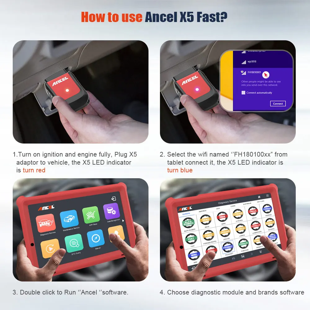 OBD2 WiFi Автомобильный сканер ANCELX5 профессиональная полная система автомобильный