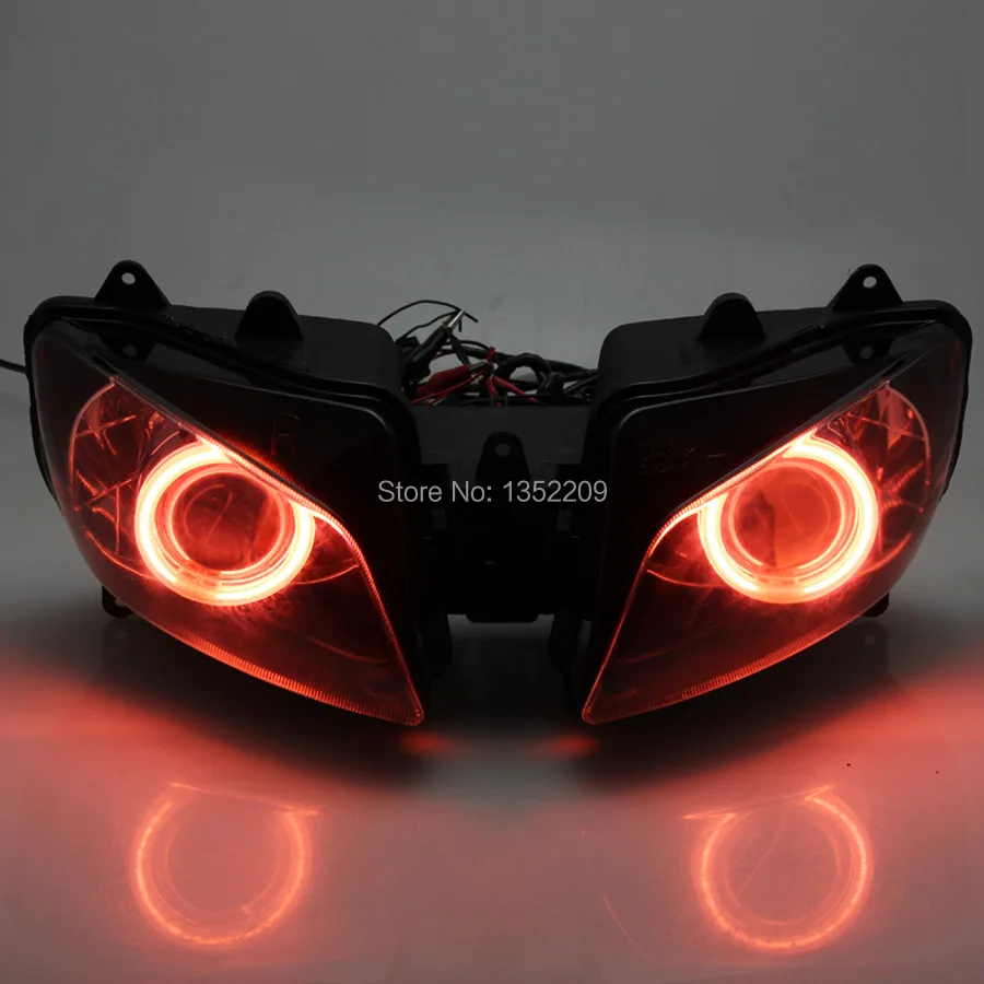 Красный Ангельские глазки демон проектор фар HID 35 Вт в сборе для 1998-1999 Yamaha YZF R1