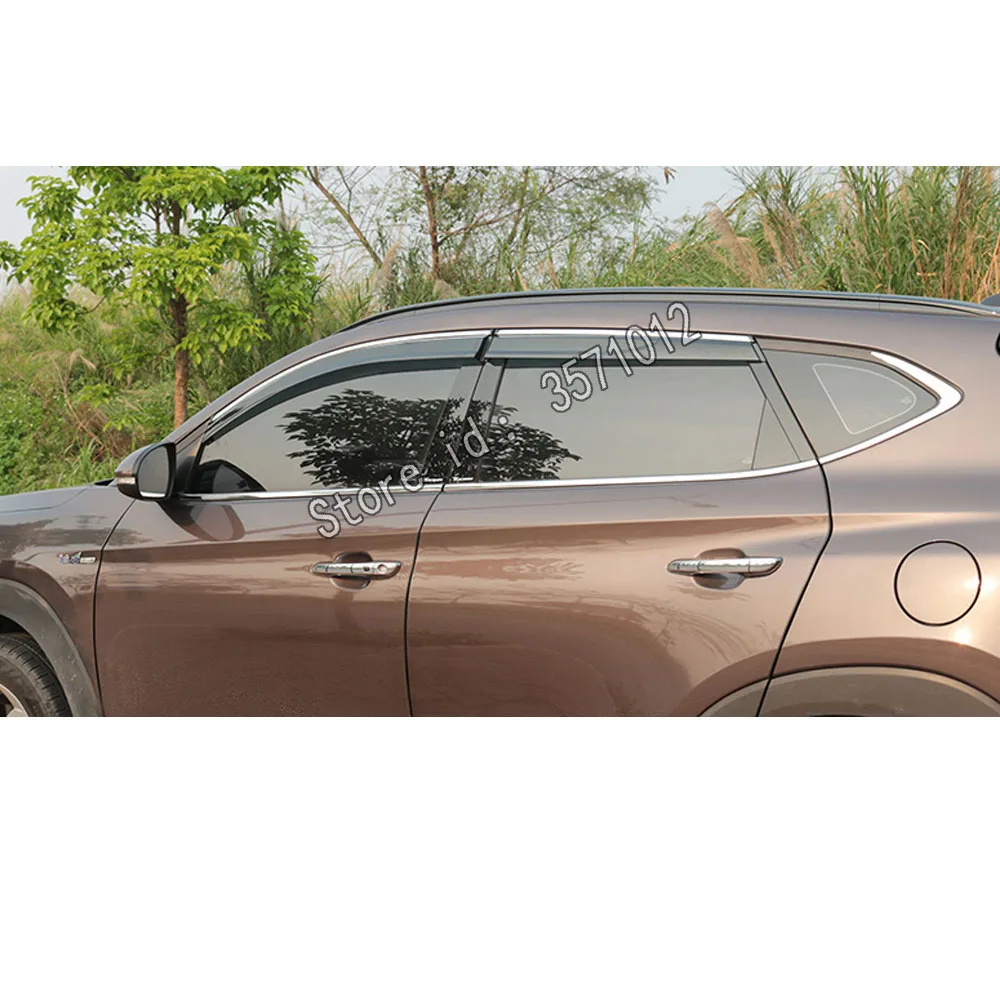 Для hyundai Tucson Автомобиль Стайлинг палка лампы пластиковые окна стекло ветровой козырек Дождь/Защита от солнца вентиляционное отверстие 4 шт