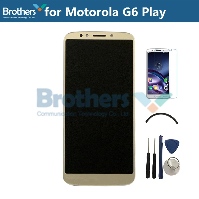 Gold with GlassTools Для Motorola Moto G6 Play ЖК-дисплей сенсорный экран панель для XT1922 Мобильный телефон ЖК s дигитайзер сборка запасные части 5,7" - Цвет: Gold with GlassTools