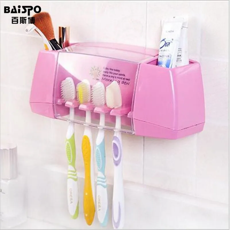 BAISPO многофункциональная зубная щетка держатель коробка для хранения продуктов для ванной комнаты Аксессуары для ванной комнаты всасывающие крючки держатель зубной щетки