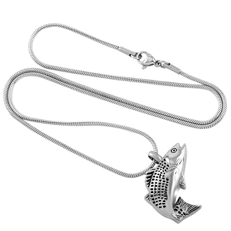 

IJD9236 Stainless Steel Cremation Creative Women Men Commemorative Souvenir Fish Urns Necklace for Ashes Urn Pendant Jewelry