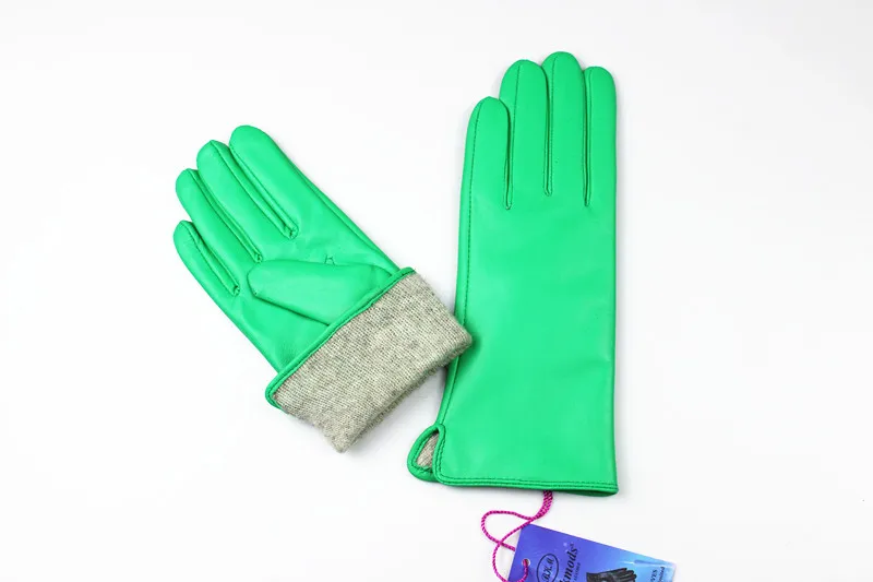 Emerald Тактические перчатки, женские перчатки из овчины, прямые, стильные, с шерстяной подкладкой, различные цвета, кожа, весна и осень, для вождения - Цвет: Emerald