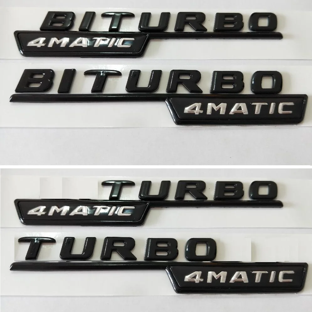 

Gloss Black BITURBO TURBO 4MATIC Fender Emblem Emblems Badges for Mercedes Benz BITURBOAMG TURBO4AMTIC BITURBO4MATIC TURBO AMG
