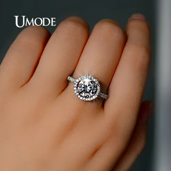 UMODE Гало кольцо для помолвки с швейцарскими фианитами идеальной огранки Сердца и Стрелы UR0012