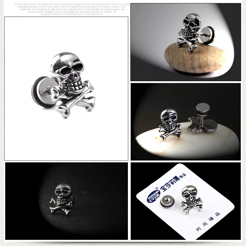 Мужские серьги-гвоздики из нержавеющей стали 316L в стиле панк | Украшения и