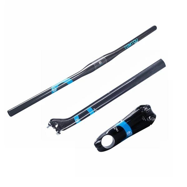 Flat Handlebar Sets TOMTOU углеродный руль набор Mtb велосипедный Руль+ подседельный штырь 20 мм Setback+ ствол 10 градусов горный велосипед запчасти синий-TC3T17 - Цвет: Flat Handlebar Sets