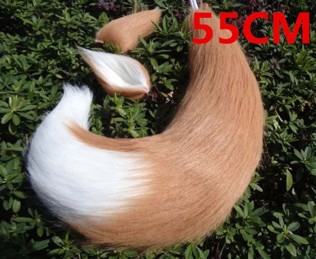 Brown 55cm Новинка; аниме «специи и волк»; Холо; лисица; камисама; поцелуй; камисама; хаджимашита; уши; хвост; Косплей; реквизит - Цвет: Brown 55cm
