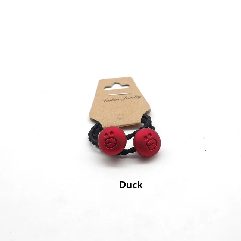 duck 2 шт., милый красный мультяшный галстук для волос, Детские эластичные резинки для волос, веревки для волос, головной убор для девочек, собака, кролик, медведь, Детские аксессуары для волос - Цвет: duck