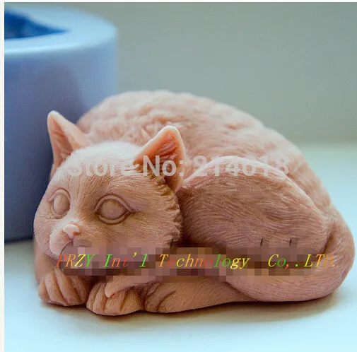 DIY Горячая 3D кошка в форме силиконовые формы мыла помадка торт украшения Плесень ручной работы мыло плесень