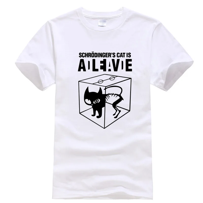 Мужские футболки, высокое качество, хлопок, Schrodinger's Cat, с коротким рукавом, Мужская футболка, повседневная, The Big Bang Theory, Мужская футболка - Цвет: White