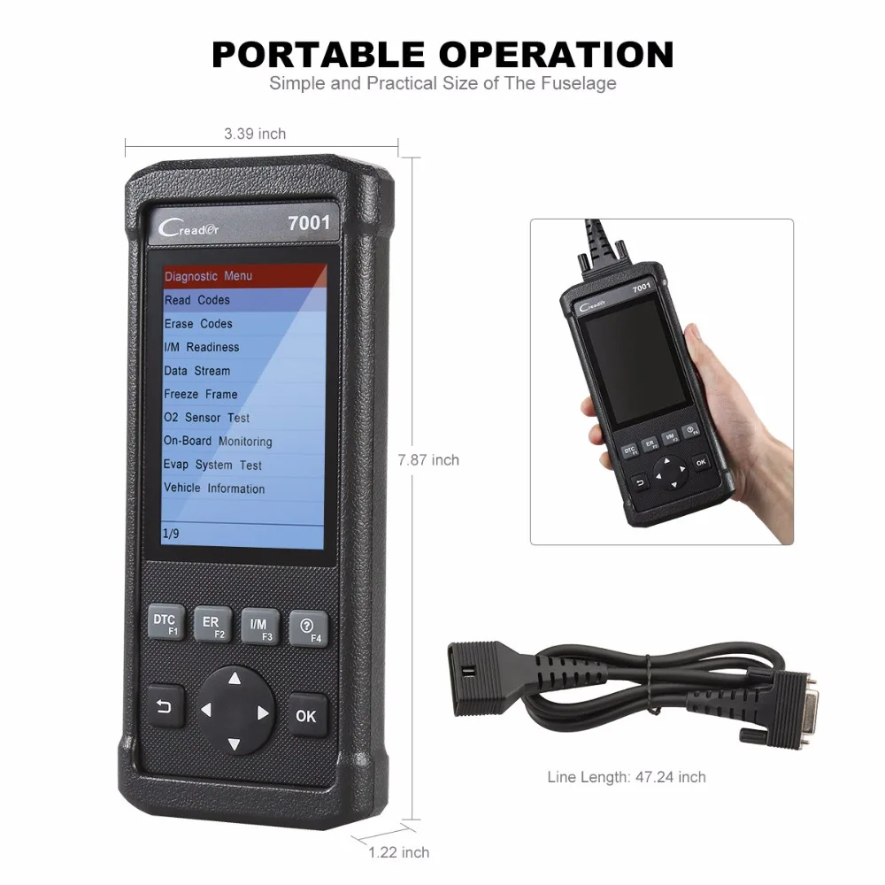 Старт может/OBD2/EOBD инструменты диагностики CReader 7001 с маслом сброса Функция
