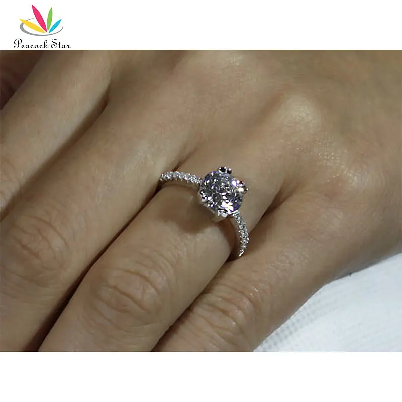 Кольцо из серебра 925 пробы с павлином и звездой 2 карата|ring jewelry|engagement ring925 silver |