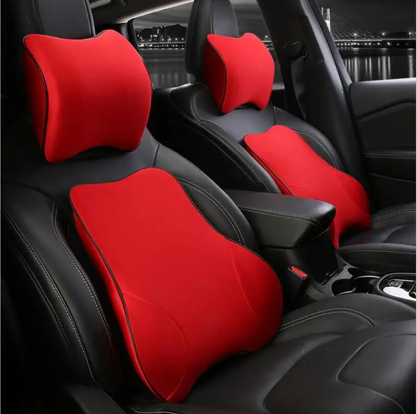 Автомобильная поясничная опорная Подушка и подголовник для автомобиля Комплект