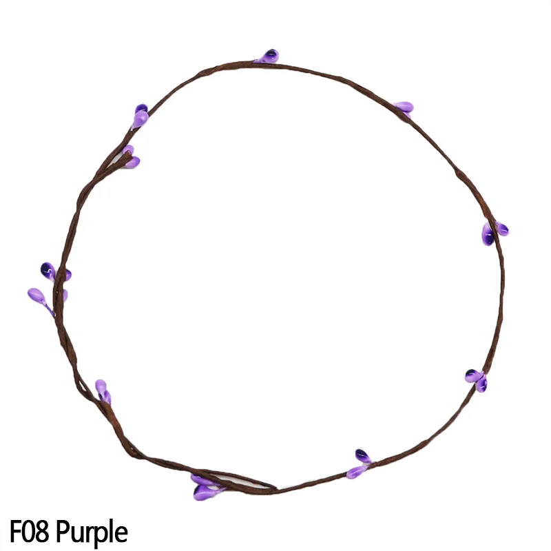 F08 Purple 5/10 шт Искусственный стебель с ягодами филиал Платья с цветочным принтом для свадьбы, венок Свадебный веночек украшения DIY с бесплатной доставкой ДВЕРИ ПОДВЕСНАЯ гирлянда для маленьких девочек повязка на голову - Цвет: F08 Purple