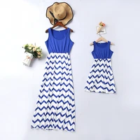 striped mother daughter vest dresses mommy and me clothes family matching outfits look mom mum baby women girls summer dress