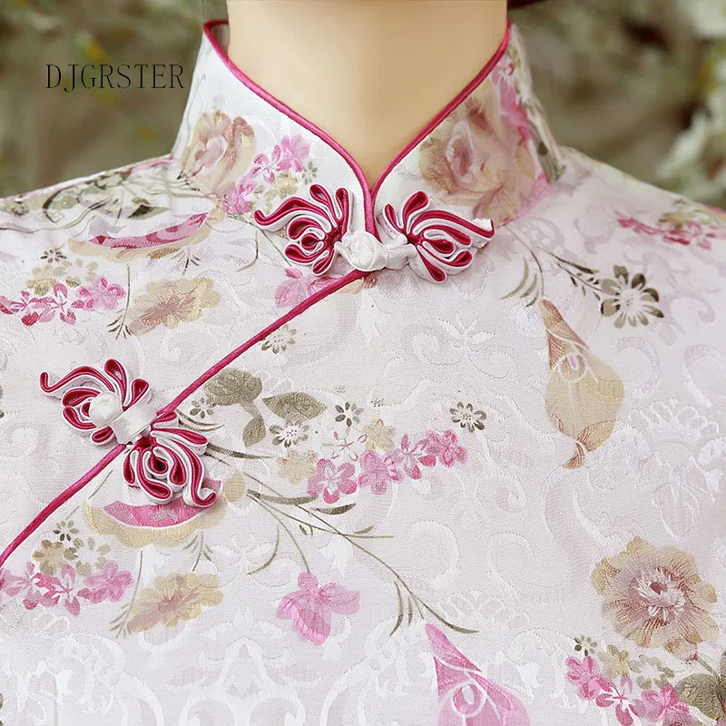 DJGRSTER модное короткое платье с коротким рукавом Qipao в винтажном китайском стиле