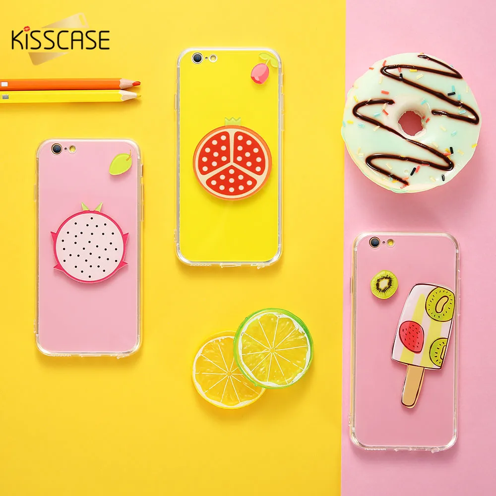 KISSCASE фрукты милый кот телефон чехол для iPhone 7 8 6 6s плюс мягкие Мультяшные из ТПУ
