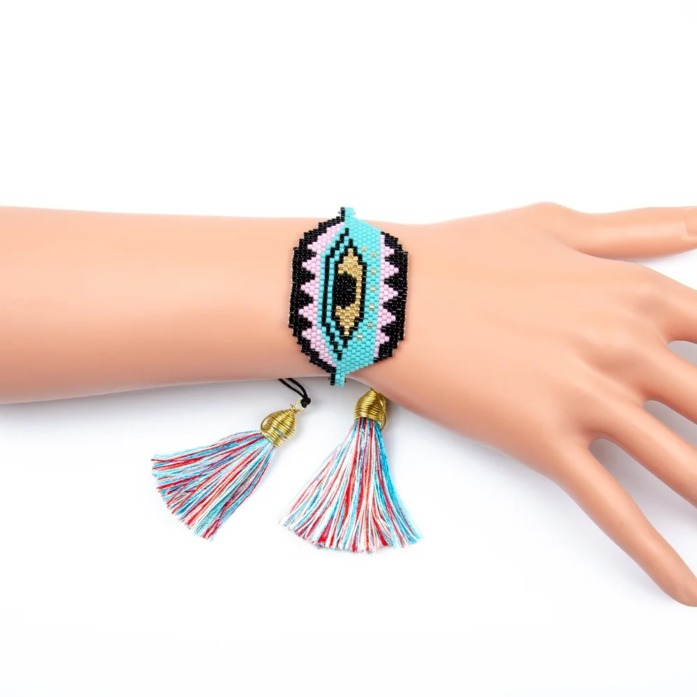 Shinus 5 шт. MIYUKI браслет Delica бусины регулируемые браслеты Evil Eye Шарм женские ювелирные изделия кисточкой Подарки вдохновляющие ручной работы - Окраска металла: MI-B180360A