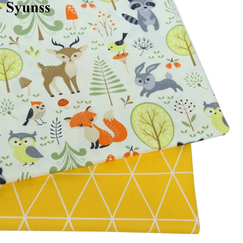 Syunss Diy Лоскутная Ткань для квилтинга детские кроватки подушки платье Шитье Tissus животные Алмазная печать саржевая хлопковая ткань Tecido