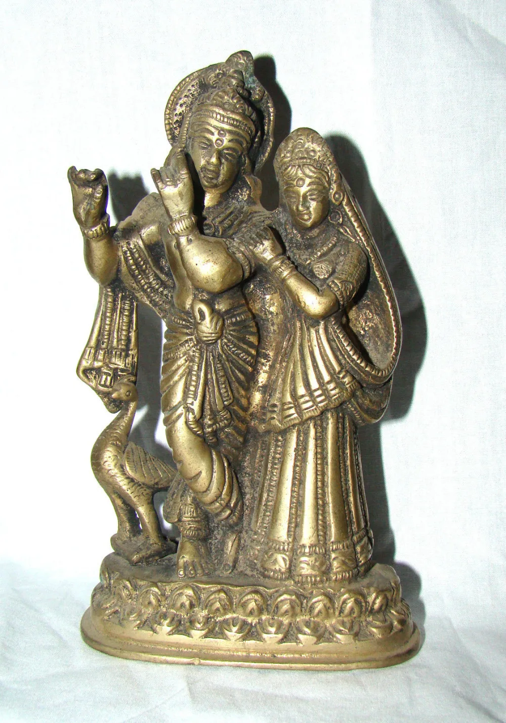 ZCD 130 @ g + красивая латунная статуя радхи кришны флейта играющая с гравировкой