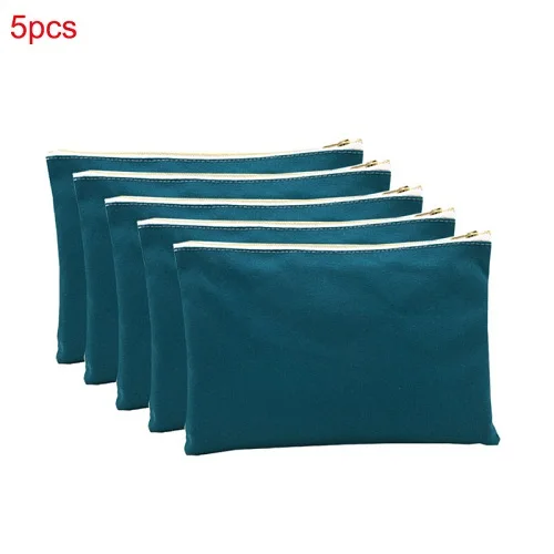 LGC255 5PCS Oivefeet, объемом 16 унций однотонная из хлопка, парусины косметичка для путешествий для макияжа золотая молния сумка, 8 видов цветов - Цвет: LGC255 5PCS