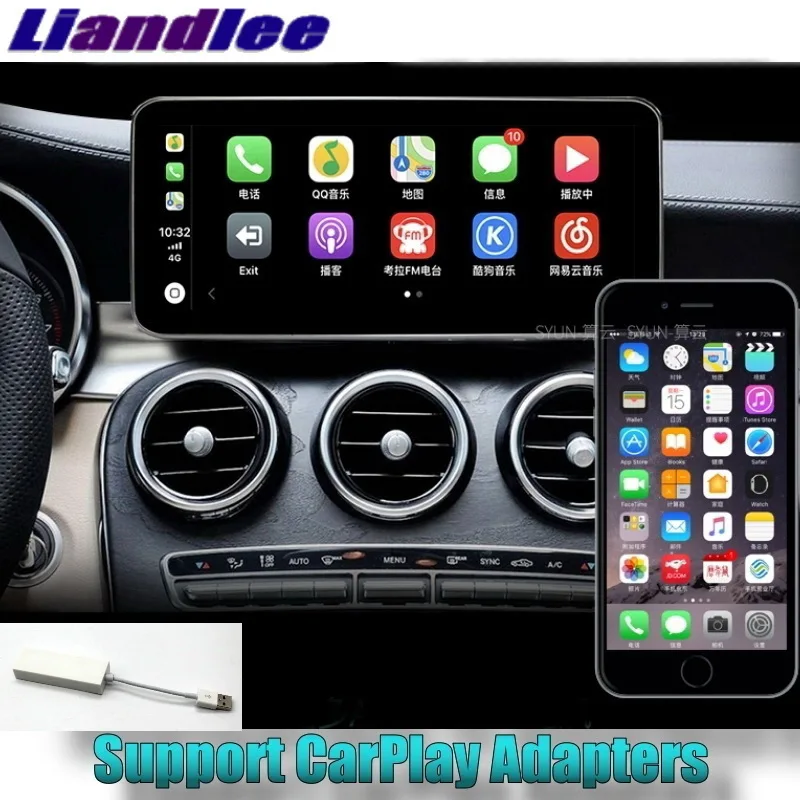 W205-CarPlay Liandlee автомобильный мультимедийный плеер 4G ram для Mercedes Benz C Class MB W205~ NAVI автомобильный Радио стерео CarPlay gps навигация - Цвет: W205-CarPlay
