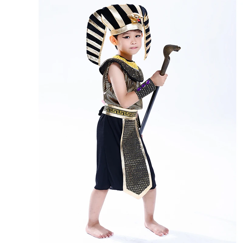 Египетский фараон маскарадные костюмы для мальчиков 2017 г. детские комбинезоны