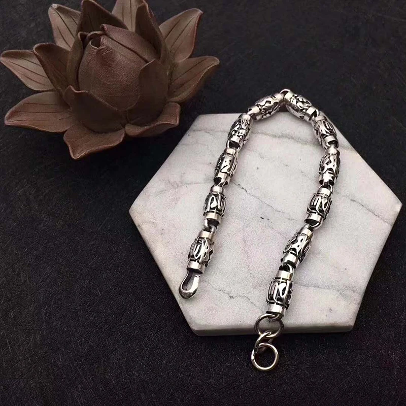 Браслет Будды SOQMO для мужчин и женщин 100% настоящее серебро 925 с символом сердца Сутры Буддистов на цепочке браслета в подарочной упаковке.