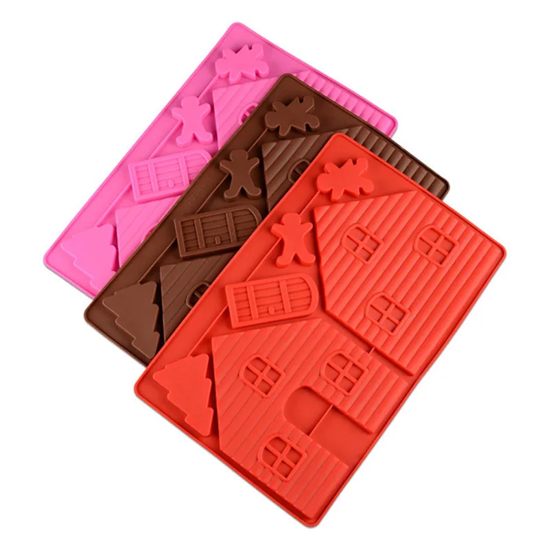 3D DIY пряники и шоколадный дом форма для торта Пищевая силиконовая рождественские