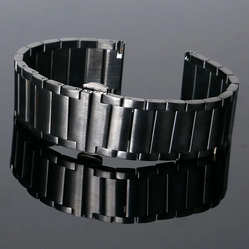 Ремешок мужской из нержавеющей стали прочный черный/серебристый браслет для