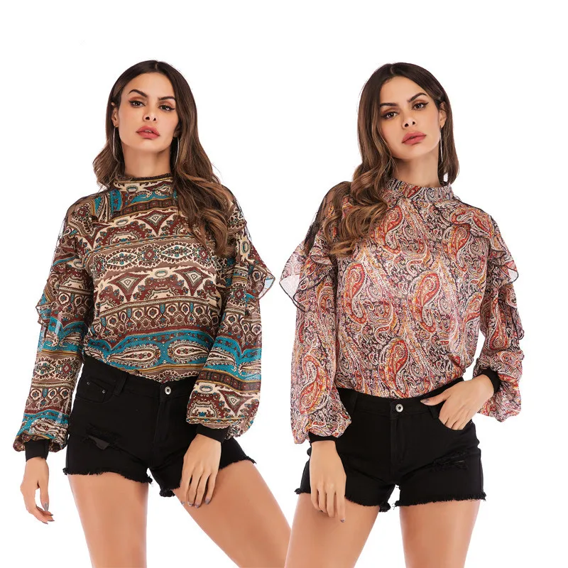 Рубашка женская с рукавами фонариками из шифона 2019|Рубашки| |